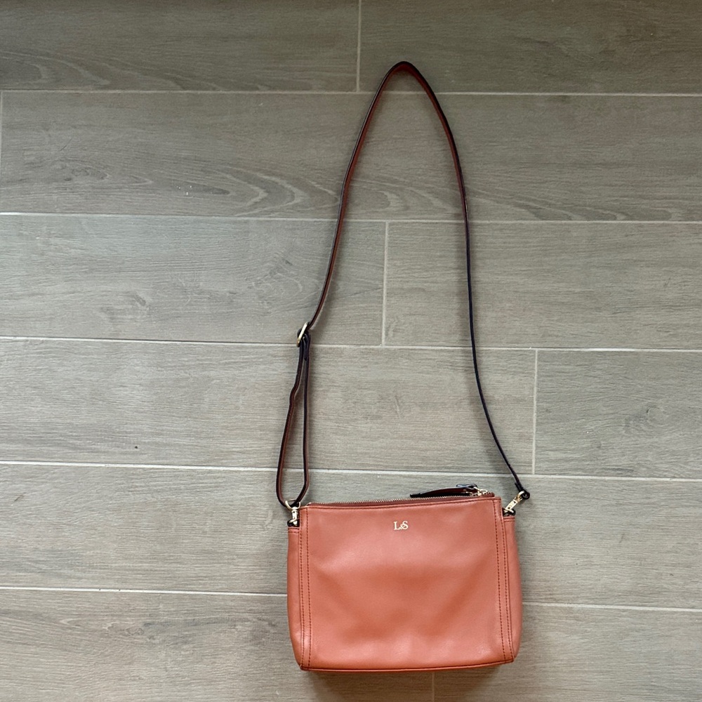 Lo and Sons Pearl Crossbody Bag- Nappa Leather- sienna color